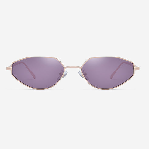 Narrow Geometric Rim Metal Sunglasses 7096